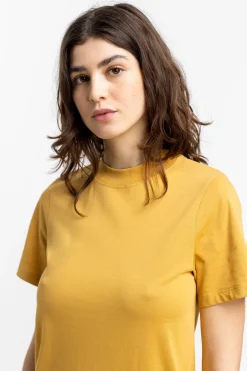 Rotholz T-Shirt Kleid Aus Bio-Baumwolle Senfgelb