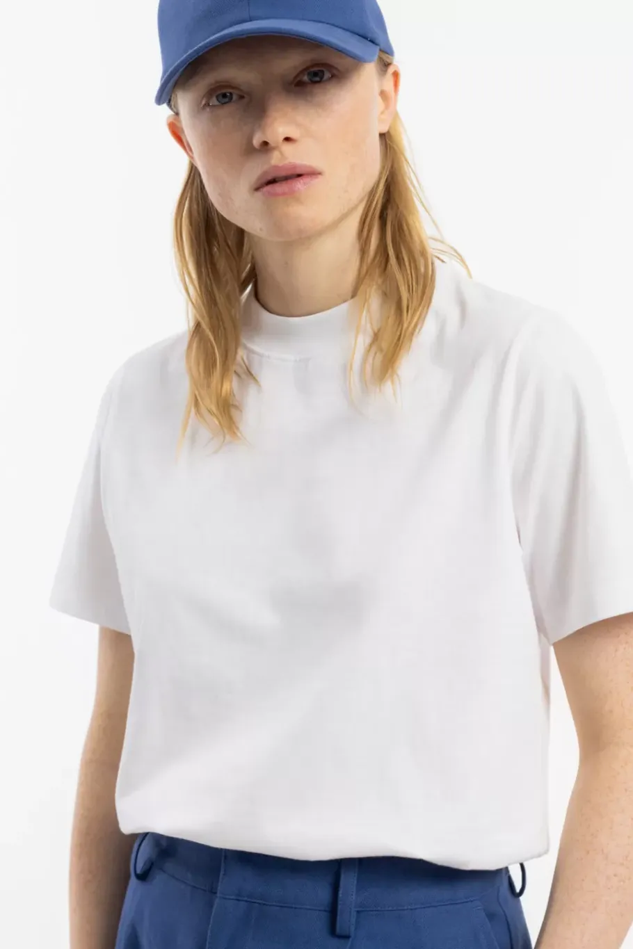 Sale Rotholz T-Shirt Mit Breitem Kragen Bio Baumwolle - Weis
