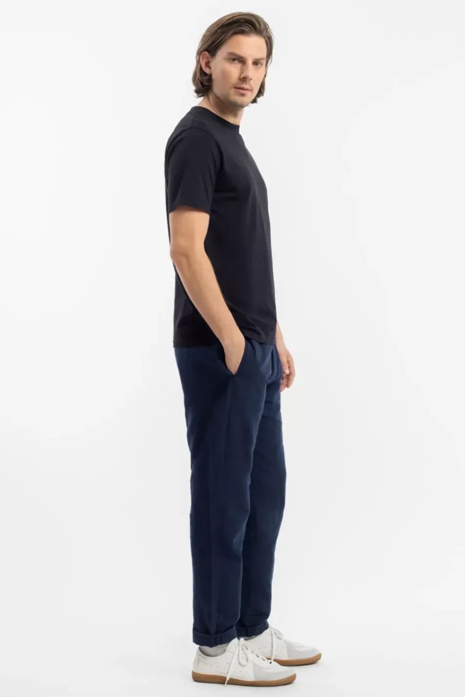 Hot Rotholz T-Shirt Mit Breitem Kragen Bio Baumwolle - Schwarz