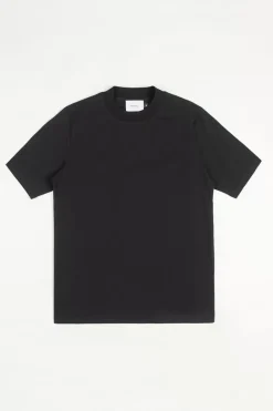 Hot Rotholz T-Shirt Mit Breitem Kragen Bio Baumwolle - Schwarz