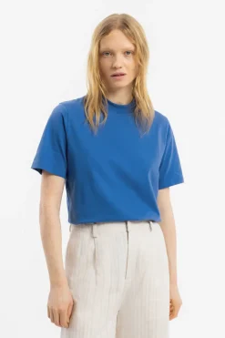 Outlet Rotholz T-Shirt Mit Breitem Kragen Bio Baumwolle - Blau