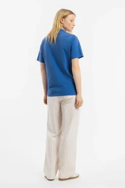 Outlet Rotholz T-Shirt Mit Breitem Kragen Bio Baumwolle - Blau
