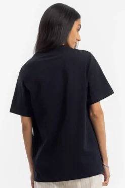 Sale Rotholz T-Shirt Mit Breitem Kragen Bio Baumwolle - Schwarz