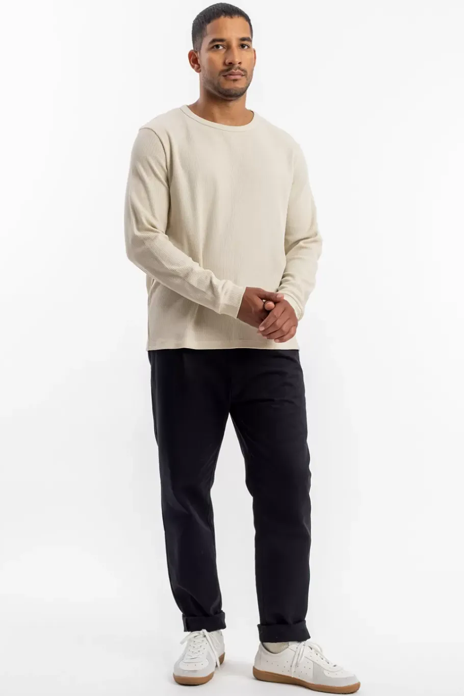 Online Rotholz Waffel Longsleeve Bio Baumwolle - Creme