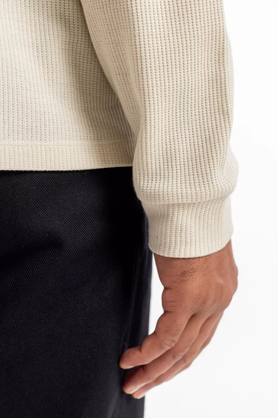Online Rotholz Waffel Longsleeve Bio Baumwolle - Creme