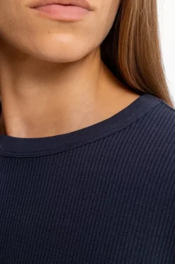 Clearance Rotholz Waffel Longsleeve Bio Baumwolle - Dunkelblau