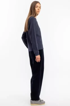 Clearance Rotholz Waffel Longsleeve Bio Baumwolle - Dunkelblau