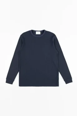 Clearance Rotholz Waffel Longsleeve Bio Baumwolle - Dunkelblau