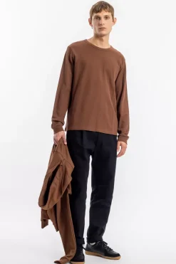 Online Rotholz Waffel Longsleeve Bio Baumwolle - Braun
