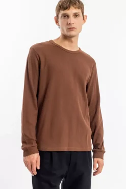 Online Rotholz Waffel Longsleeve Bio Baumwolle - Braun