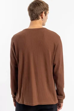 Online Rotholz Waffel Longsleeve Bio Baumwolle - Braun
