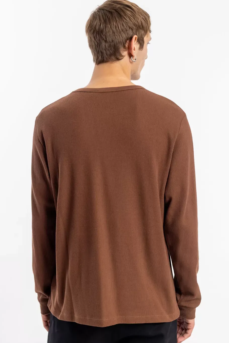 Online Rotholz Waffel Longsleeve Bio Baumwolle - Braun