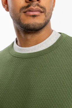 Discount Rotholz Waffel Sweatshirt Bio Baumwolle - Grun