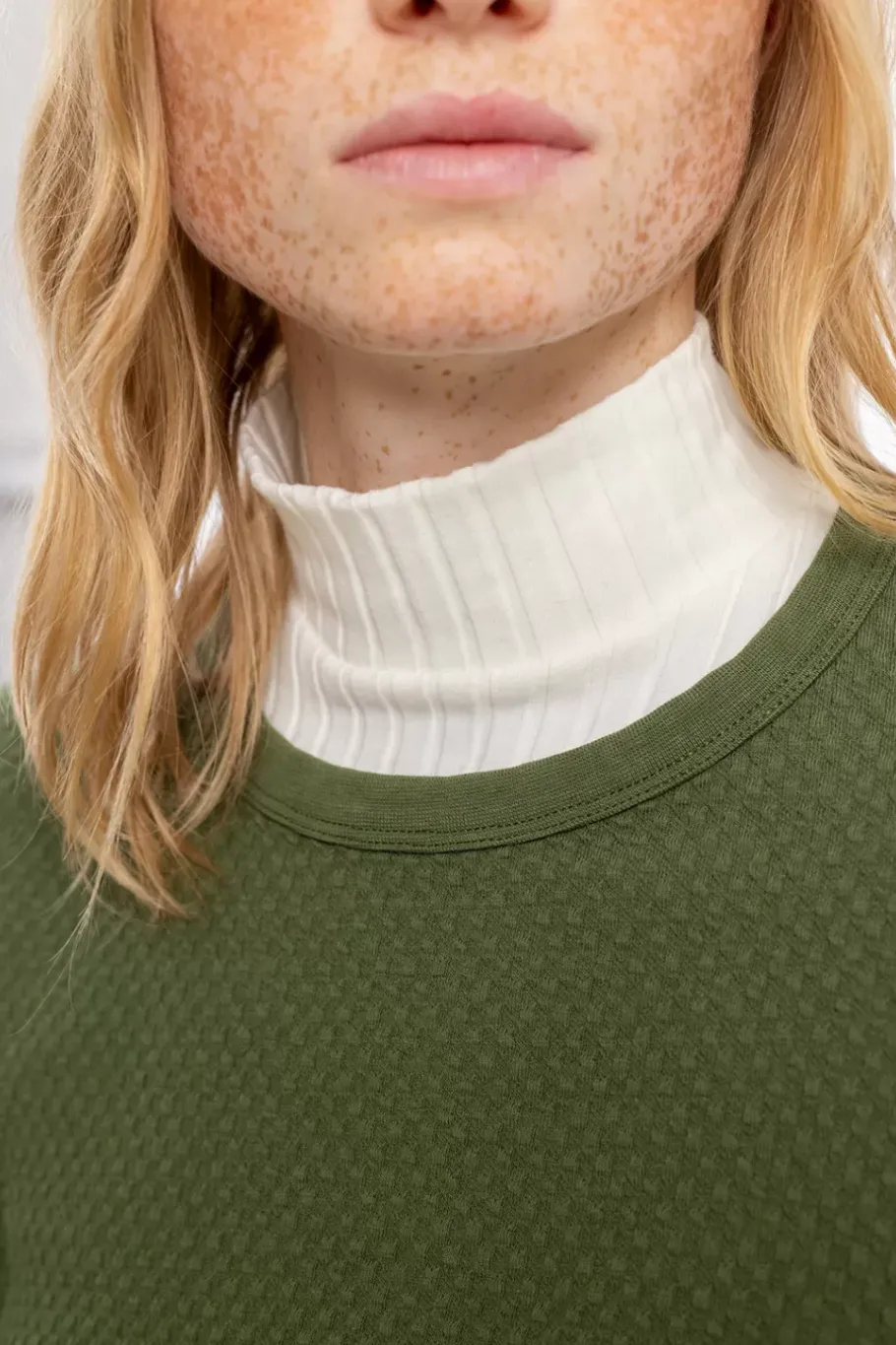 New Rotholz Waffel Sweatshirt Bio Baumwolle - Grun