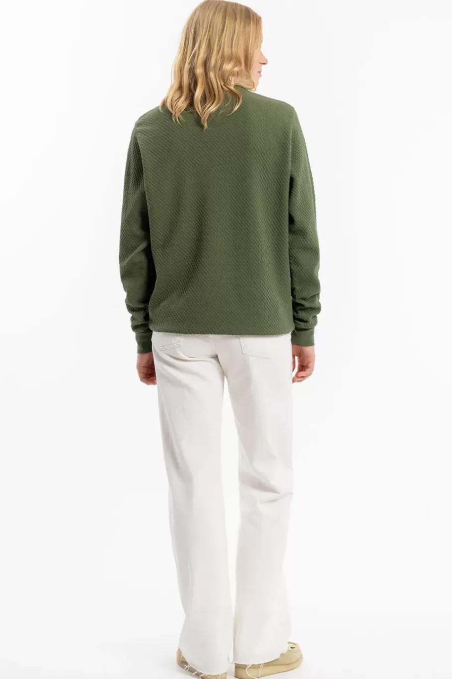New Rotholz Waffel Sweatshirt Bio Baumwolle - Grun
