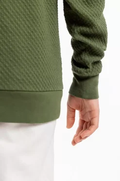 New Rotholz Waffel Sweatshirt Bio Baumwolle - Grun