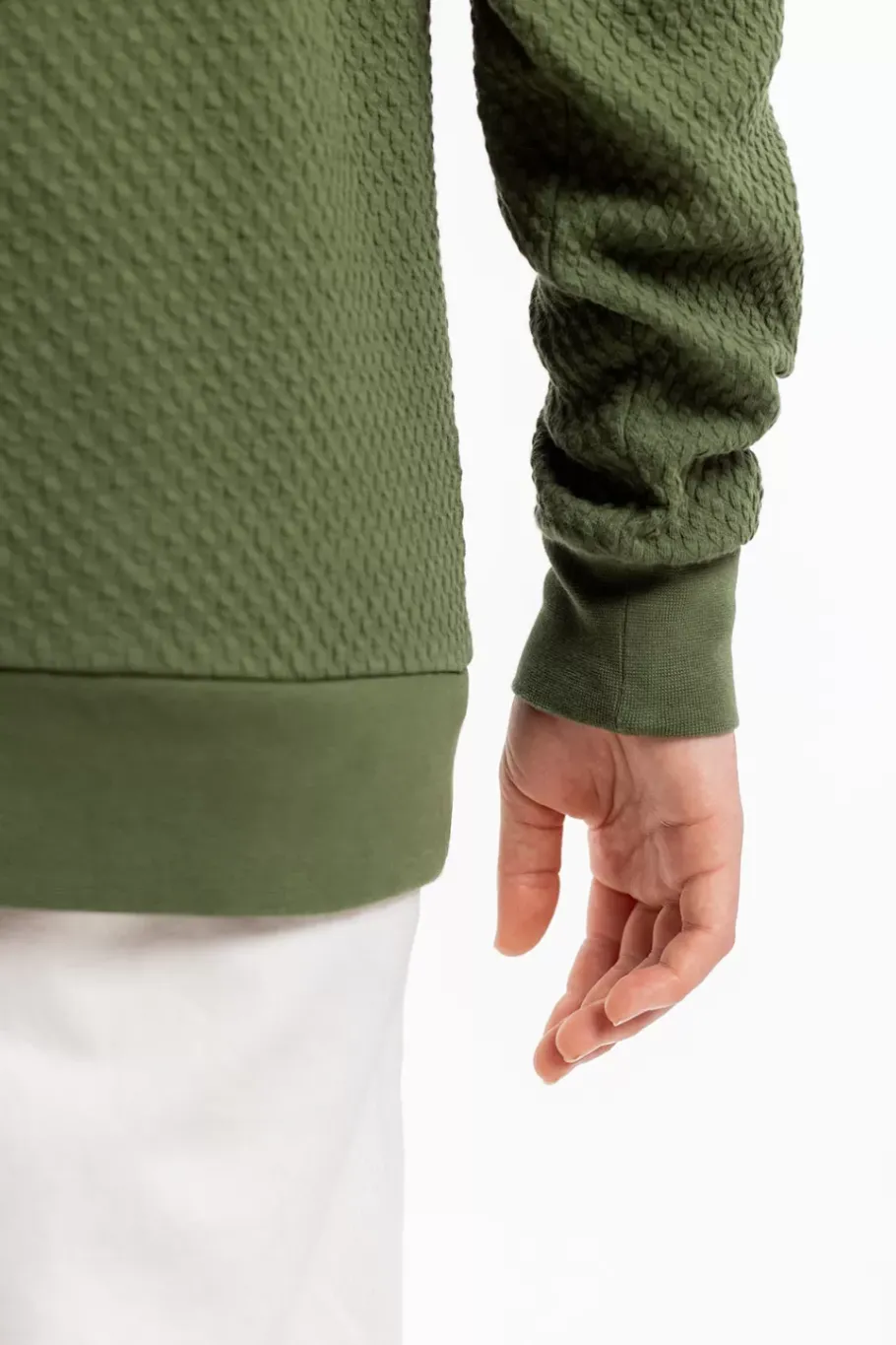 New Rotholz Waffel Sweatshirt Bio Baumwolle - Grun