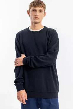 New Rotholz Waffel Sweatshirt Bio Baumwolle - Schwarz