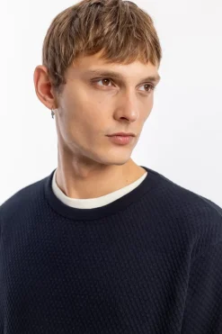 New Rotholz Waffel Sweatshirt Bio Baumwolle - Schwarz