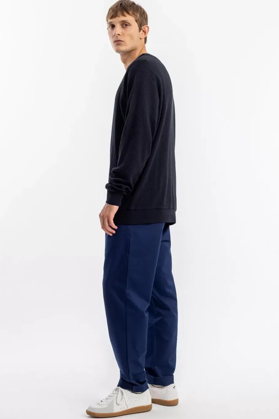 New Rotholz Waffel Sweatshirt Bio Baumwolle - Schwarz