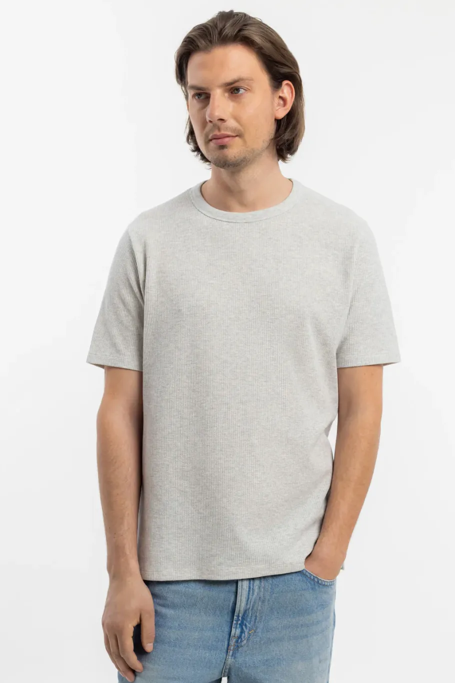 New Rotholz Waffel T-Shirt Bio-Baumwolle - Grau