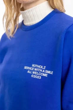 Discount Rotholz Willkommen Print Sweatshirt Bio Baumwolle - Kobalt