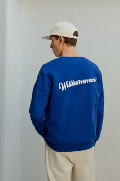 Discount Rotholz Willkommen Print Sweatshirt Bio Baumwolle - Kobalt