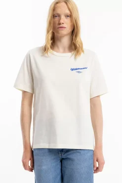 Clearance Rotholz Willkommen Print T-Shirt Bio Baumwolle - Off-White