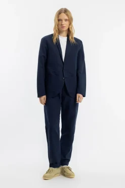 Hot Rotholz Workwear Blazer Leinen Mix - Dunkelblau