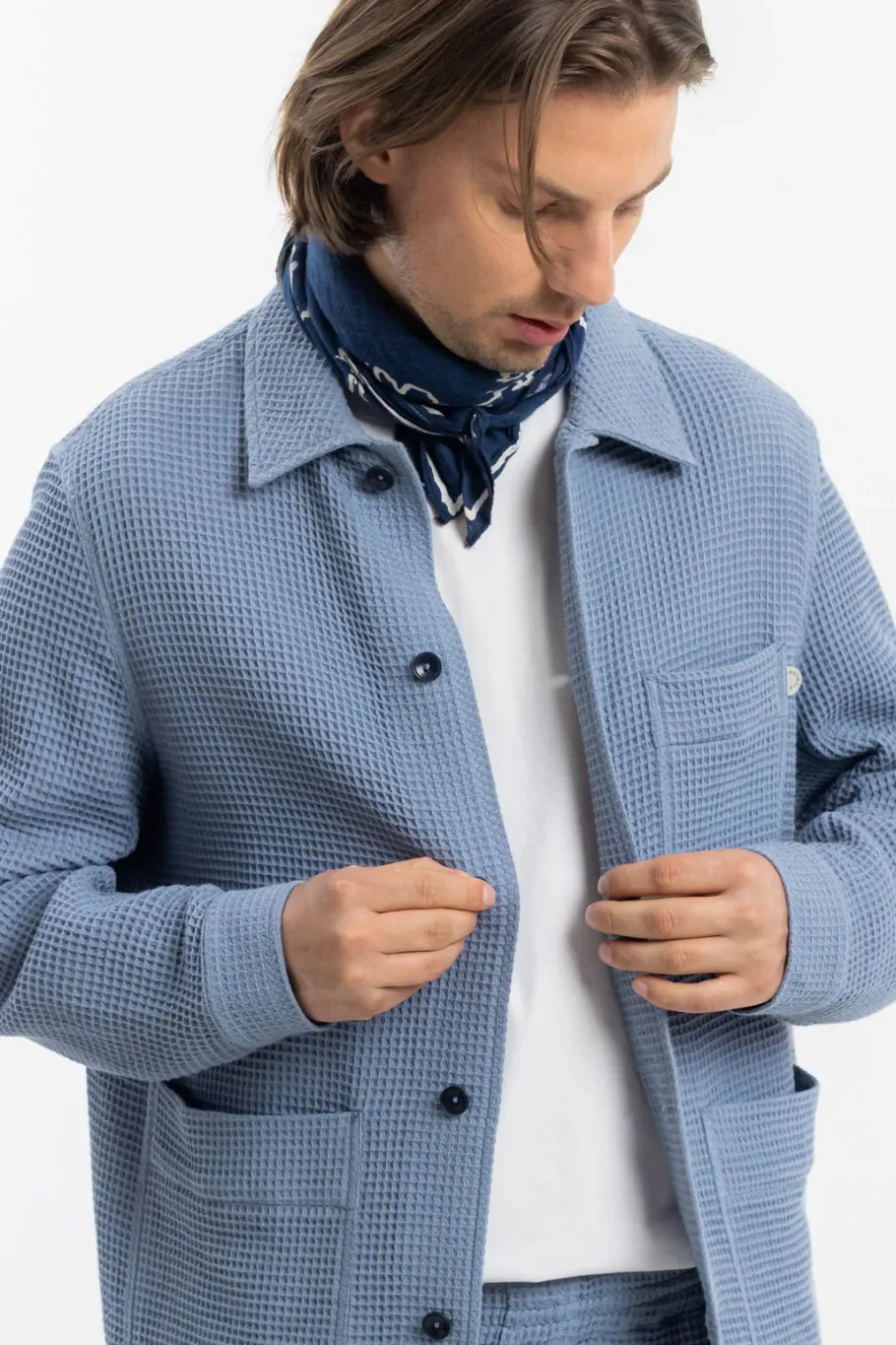 Sale Rotholz Workwear Jacke Waffle Cotton - Hellblau