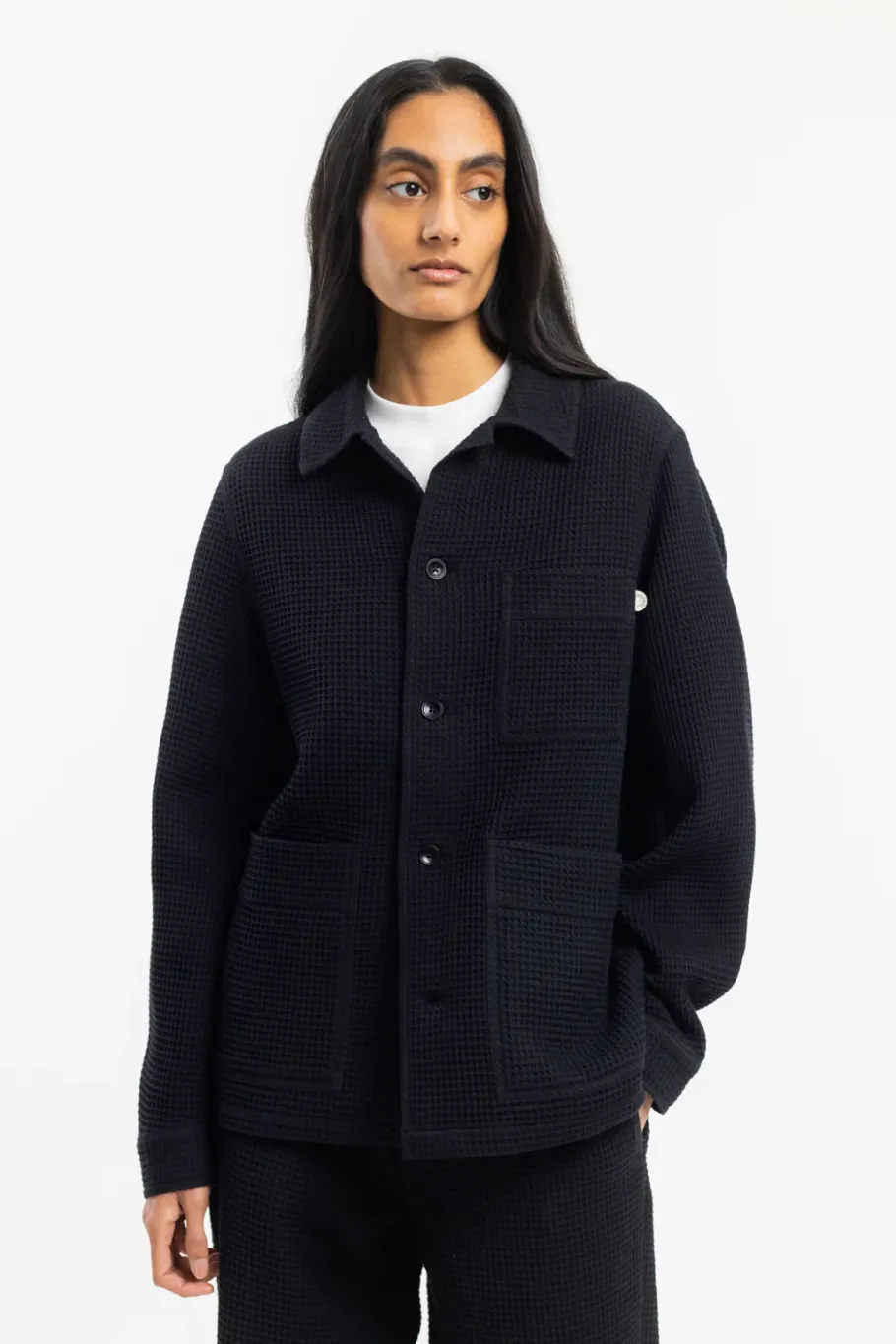 Clearance Rotholz Workwear Jacke Waffle Cotton - Schwarz